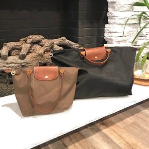 2 Longchamp totes large small black & brown